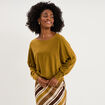 Pull encolure bateau manches longues vert olive femme