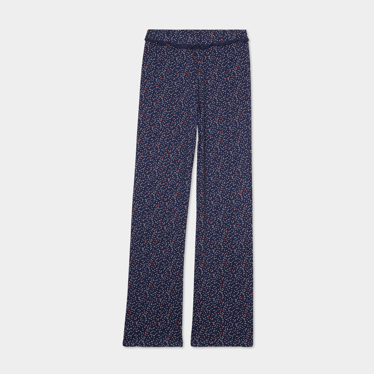 Pantalon de pyjama droit fluide bleu marine femme