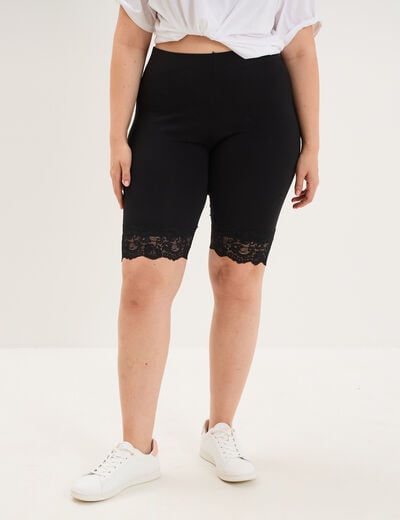 Short legging cycliste &agrave; dentelle noir femme grande taille