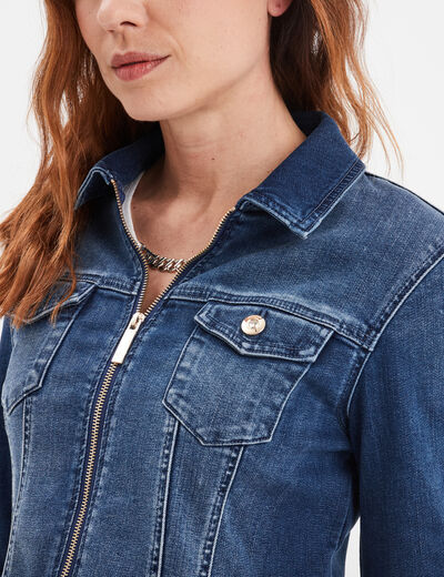 Veste en jean cintrée zippée Mosquitos denim double stone femme