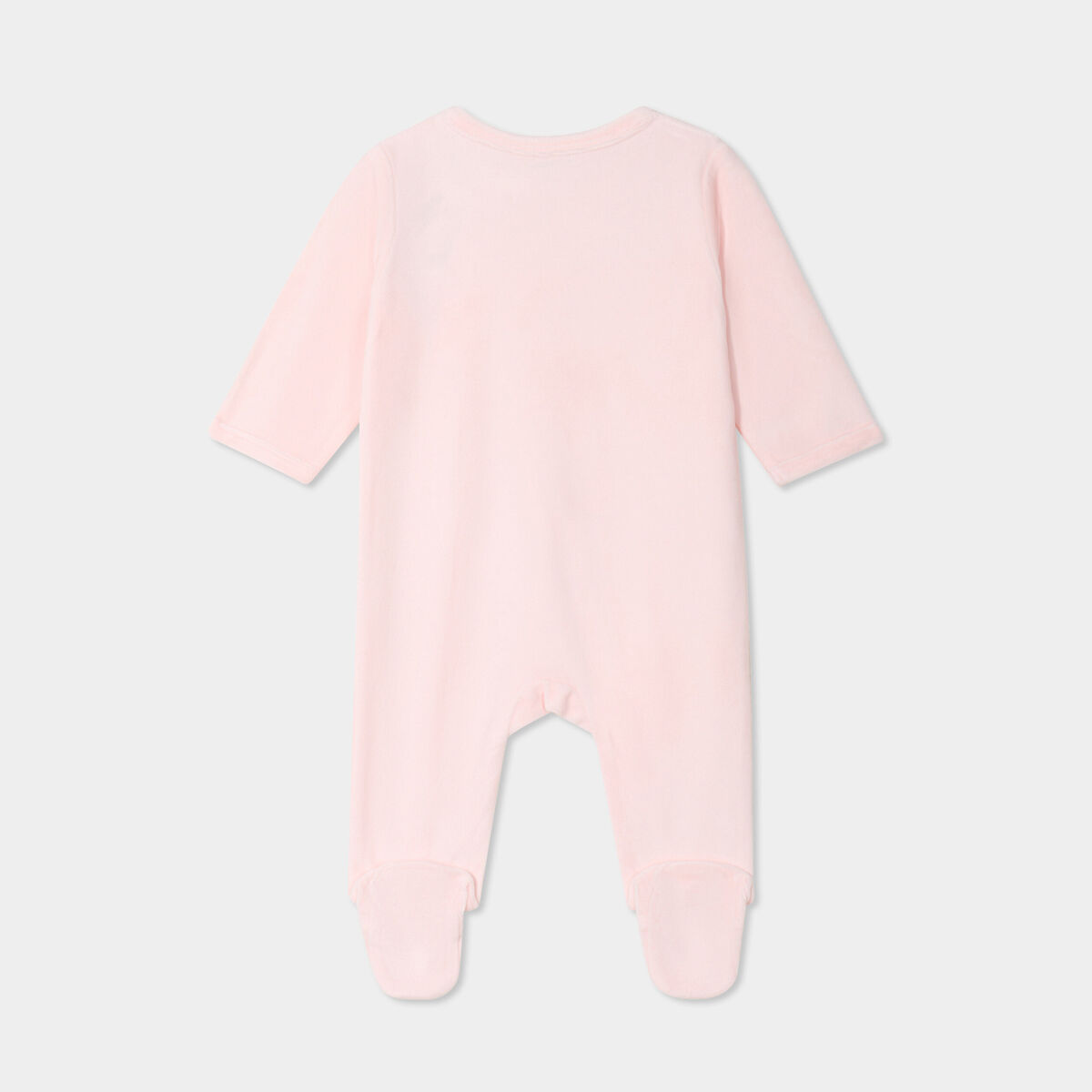 Dors-bien effet velours manches longues rose clair bébé fille