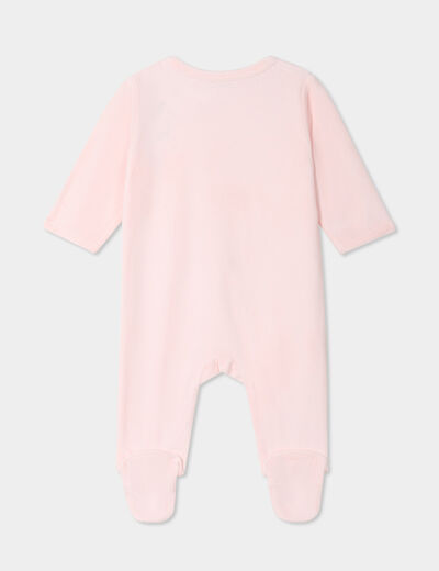 Dors-bien effet velours manches longues rose clair bébé fille