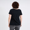 T-shirt col en V manches courtes coton noir femme grande taille