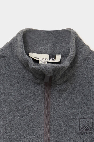 Sweat polaire col camionneur gris argent mixte