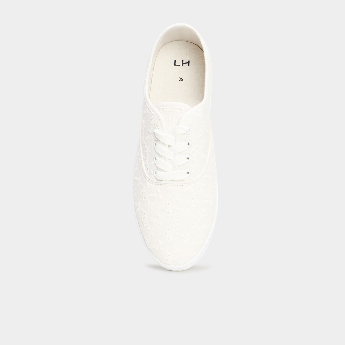 Tennis basses à lacets en toile blanc femme