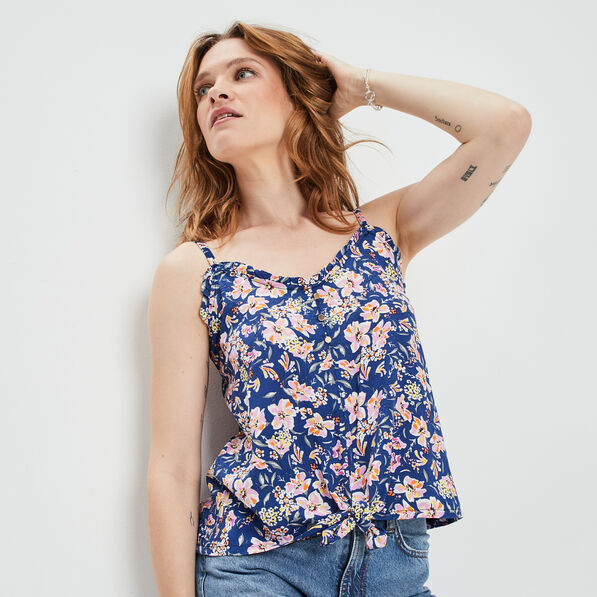 Blouse bretelles fines bleu femme