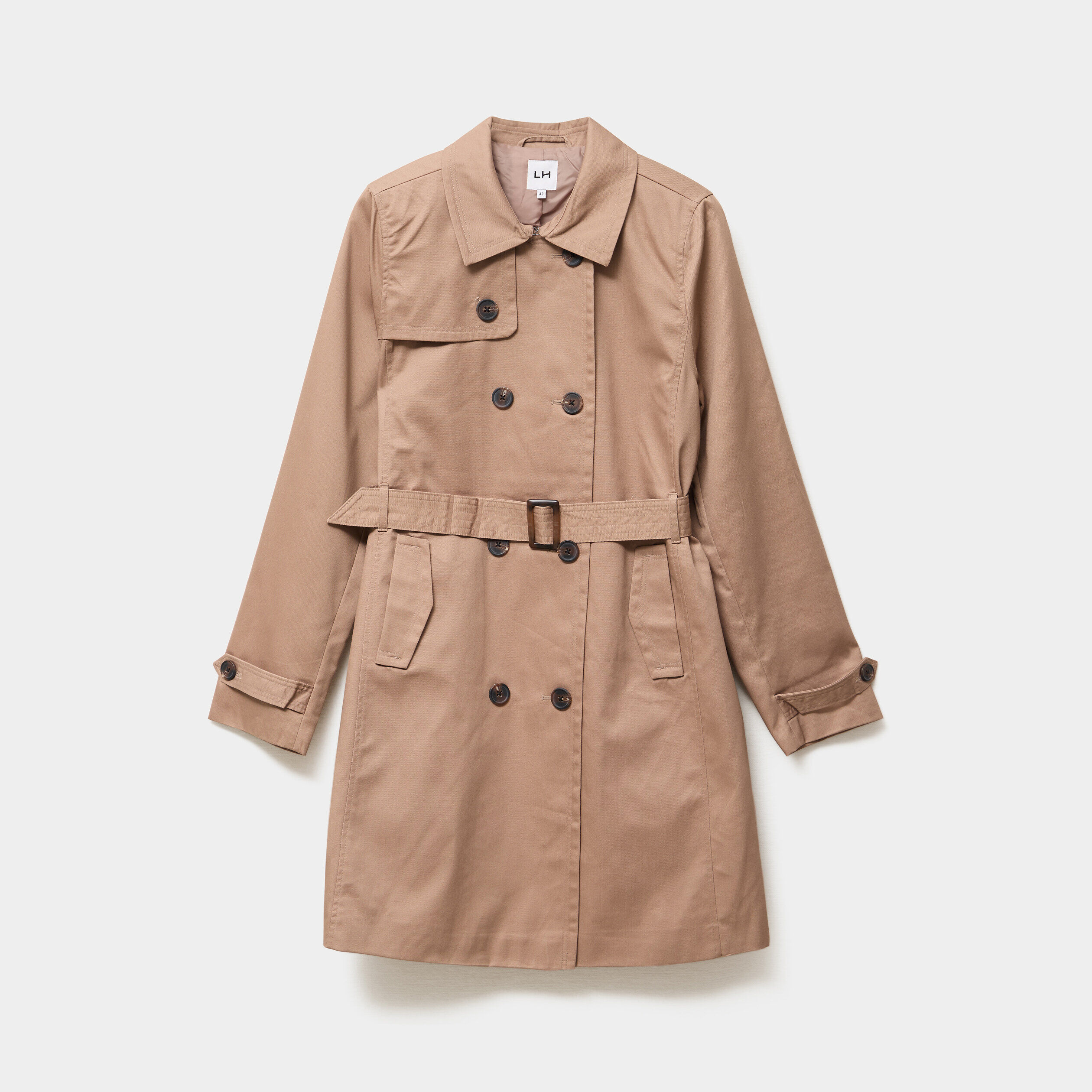 Trench mi-long ceinturé marron femme LH
