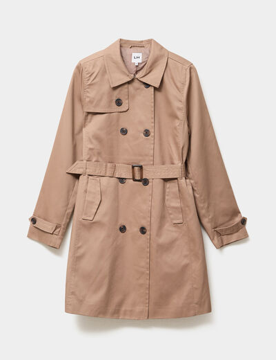 Trench mi-long ceinturé marron femme