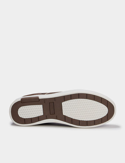 Tennis basses &agrave; lacets marron homme