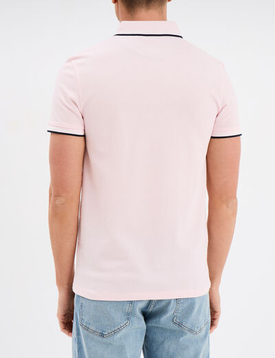 Polo manches courtes 1 poche coton rose homme