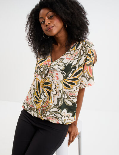 T-shirt manches courtes amples multicolore femme