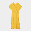 Robe cache-coeur évasée ceinturée jaune moutarde femme grande taille