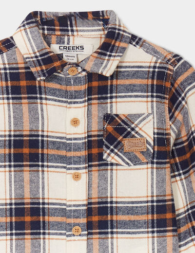 Chemise manches longues coton ecru b&eacute;b&eacute; gar&ccedil;on