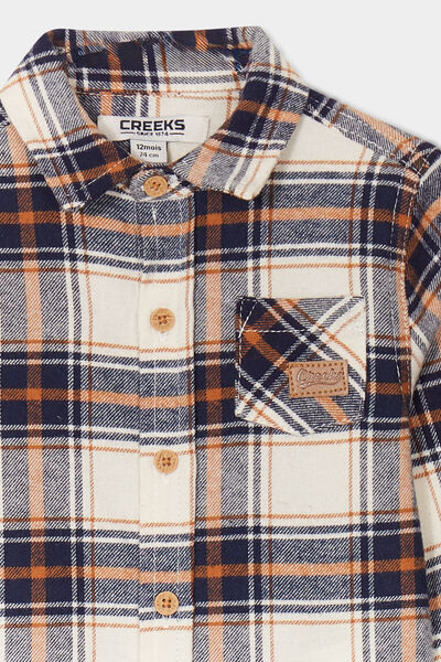 Chemise manches longues coton ecru b&eacute;b&eacute; gar&ccedil;on