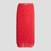 Jupe longue droite plissée rouge femme
