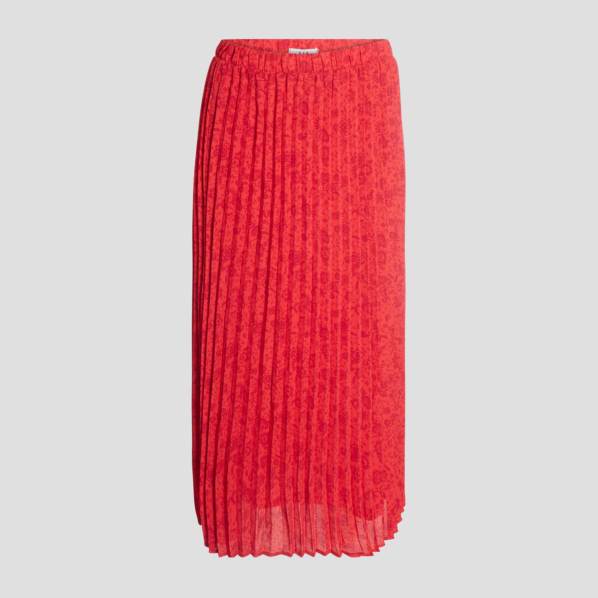 Jupe longue droite plissée rouge femme