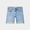 Bermuda jean straight taille &eacute;lastique denim triple stone gar&ccedil;on