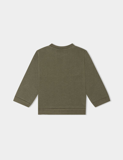Sweat col rond manches longues coton vert kaki bébé garçon