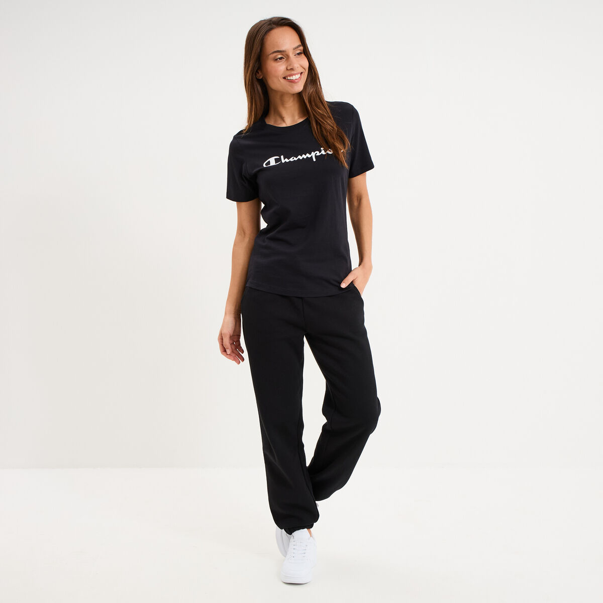T-shirt manches courtes coton Champion noir femme
