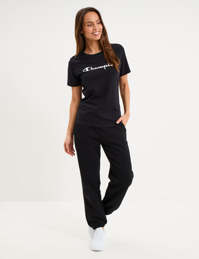 T-shirt manches courtes coton Champion noir femme