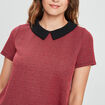 Robe évasée col claudine rouge femme