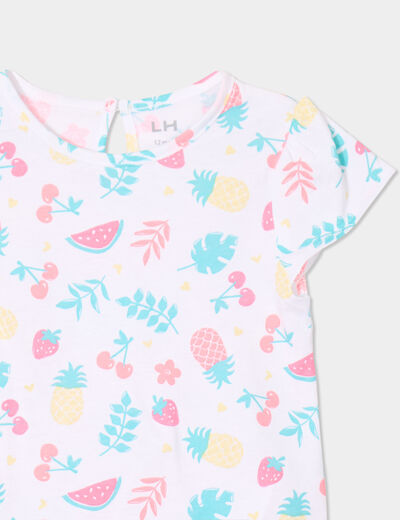 Ensemble 2 pièces t-shirt et short coton blanc bébé fille