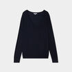Pull col en V manches longues bleu marine femme