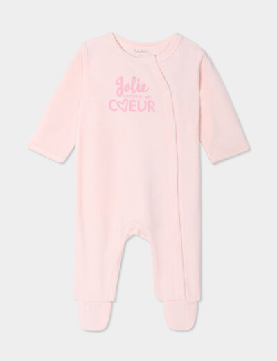 Dors-bien effet velours manches longues rose clair bébé fille