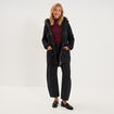 Parka cintr&eacute;e capuche fausse fourrure noir femme