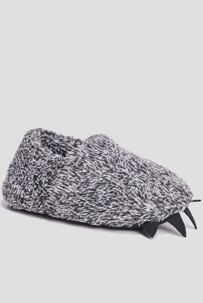 Chaussons en imitation fourrure gris garçon