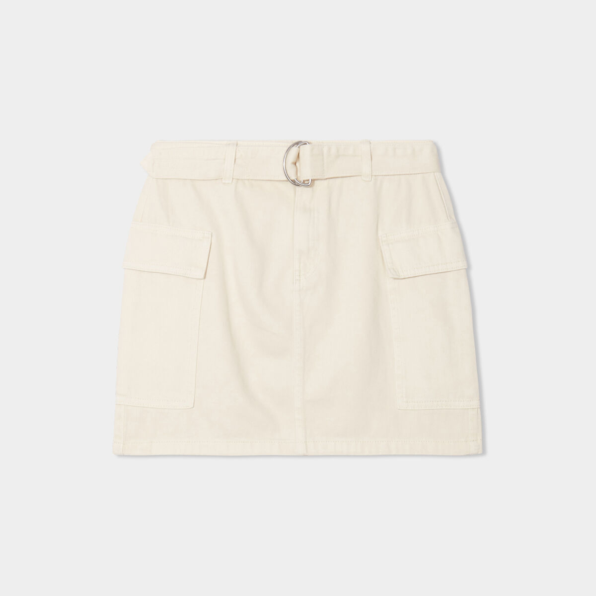 Jupe droite cargo avec poches ecru femme