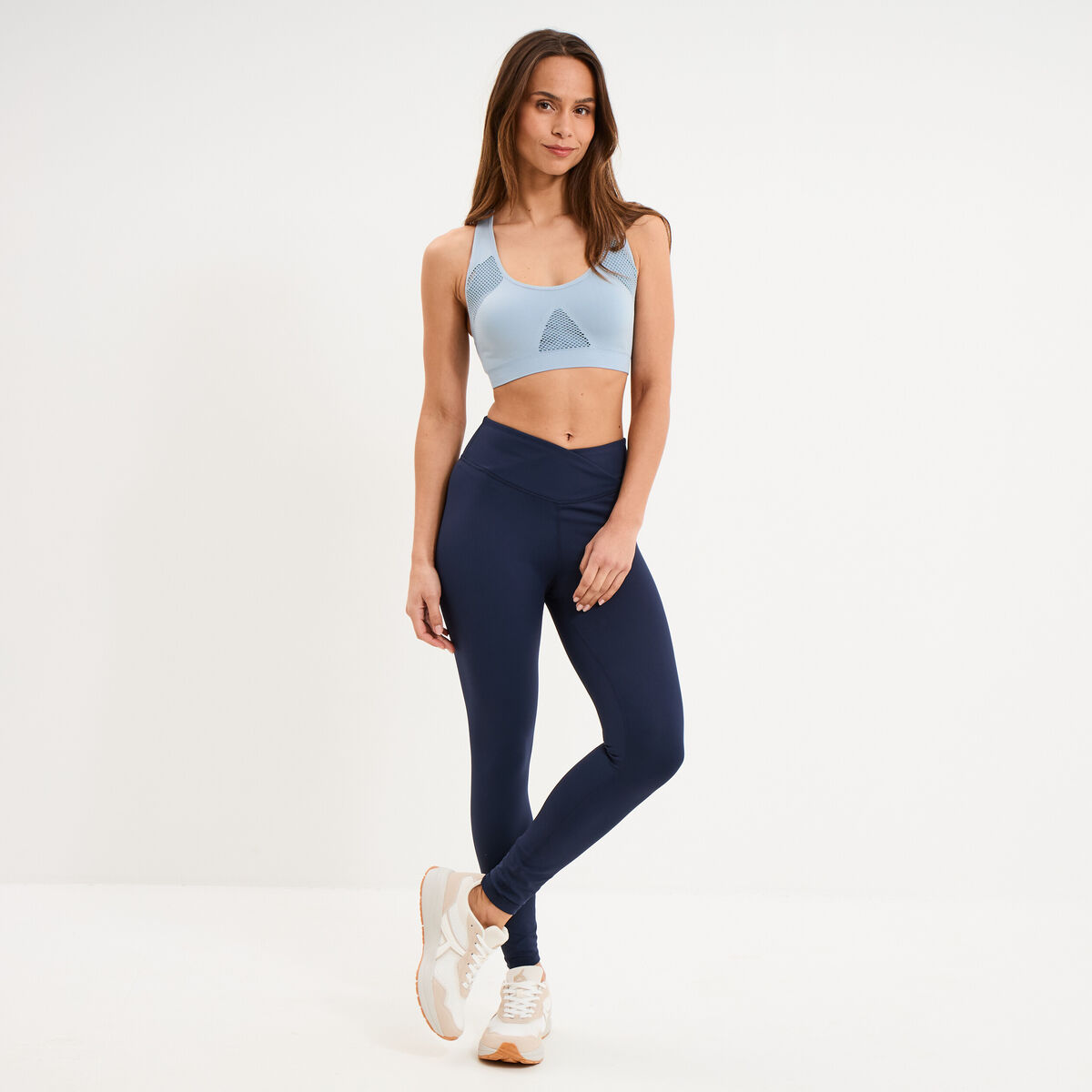 Brassi&egrave;re sport microfibre dos nageur bleu gris femme