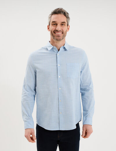 Chemise manches longues coton bleu ciel homme