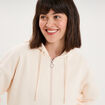 Sweat zipp&eacute; &agrave; capuche beige femme