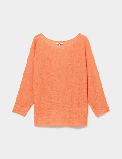Pull manches longues orange corail femme