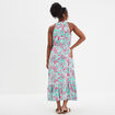 Robe longue sans manches taille coulisse rose fushia femme