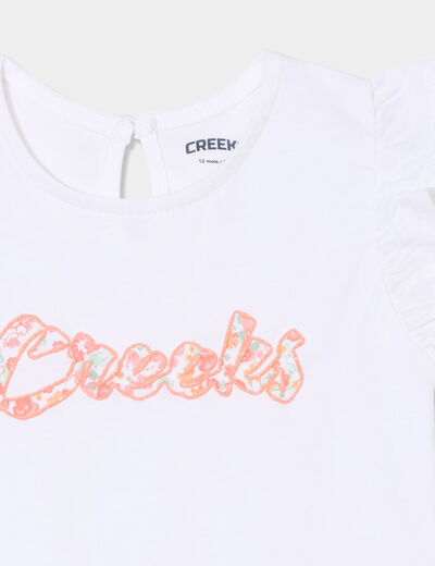 T-shirt manches volants coton Creeks ecru bébé fille