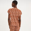 T-shirt col en V et pattes &eacute;paules orange fonc&eacute; femme