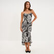 Robe ajust&eacute;e fluide longue &agrave; bretelles noir femme