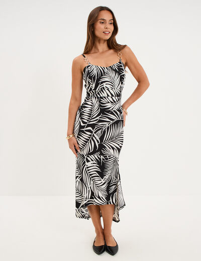 Robe ajust&eacute;e fluide longue &agrave; bretelles noir femme