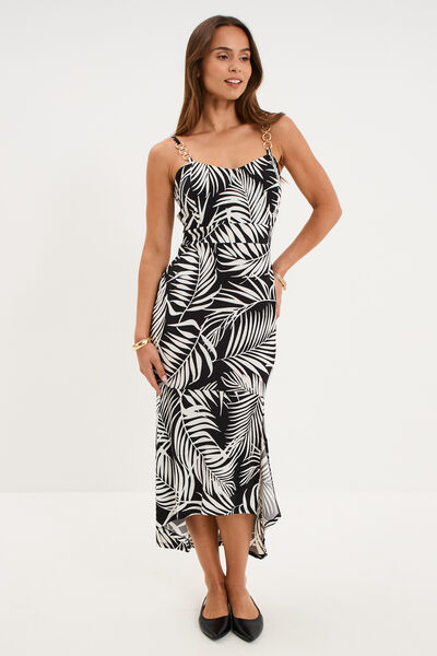 Robe ajust&eacute;e fluide longue &agrave; bretelles noir femme