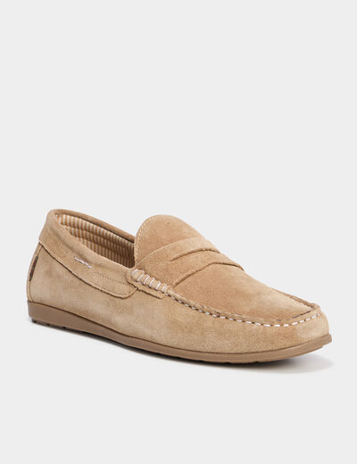 Mocassins en cuir daim sable homme