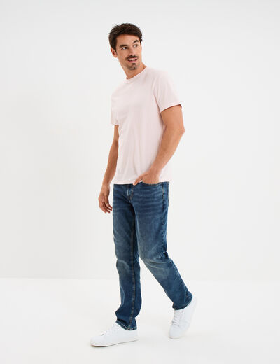 T-shirt droit en coton manches courtes rose clair homme