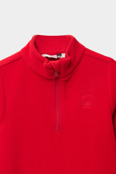 Sweat polaire col camionneur rouge gar&ccedil;on