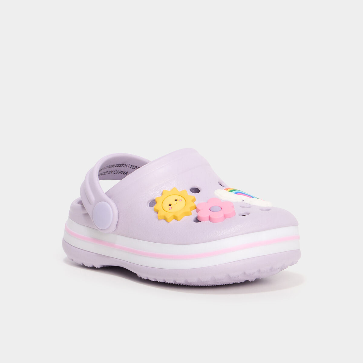 Sabots de plage avec décorations mauve bébé fille