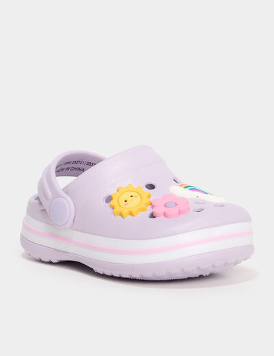 Sabots de plage avec décorations mauve bébé fille