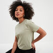 T-shirt col rond manches courtes coton vert kaki femme