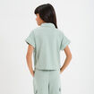 Chemise nouée manches courtes en lin vert pastel fille