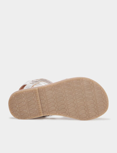 Sandales fleurs en cuir Creeks gris argent fille