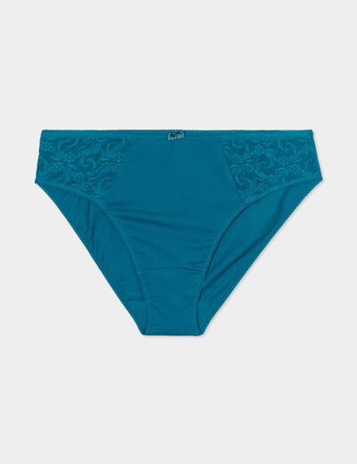 Culotte empiècements dentelle bleu canard femme grande taille